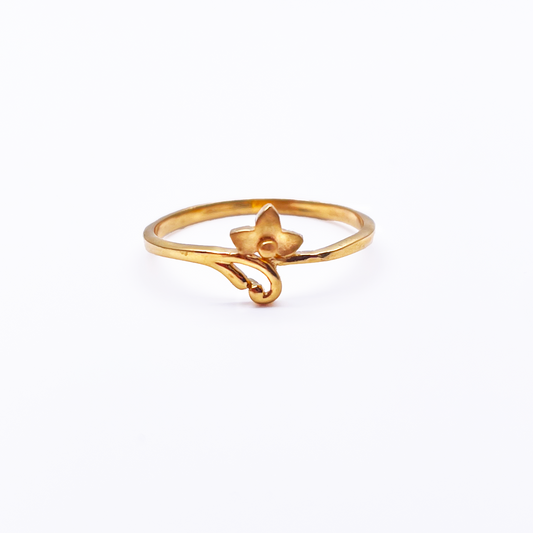 22ct Yellow Gold Polished & Matt Flower Minimalist Ring