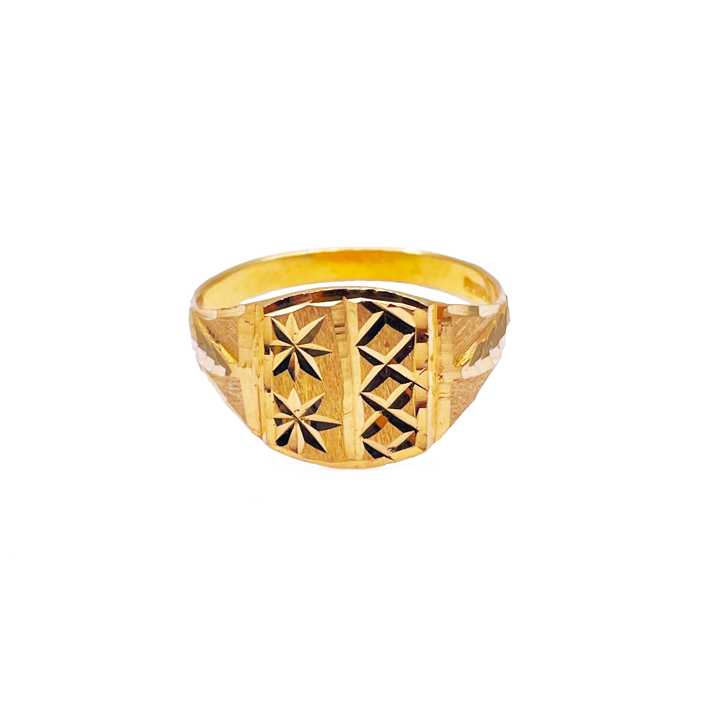 22ct Yellow Gold Diamond Cut Mens Signet Ring Hallmarked