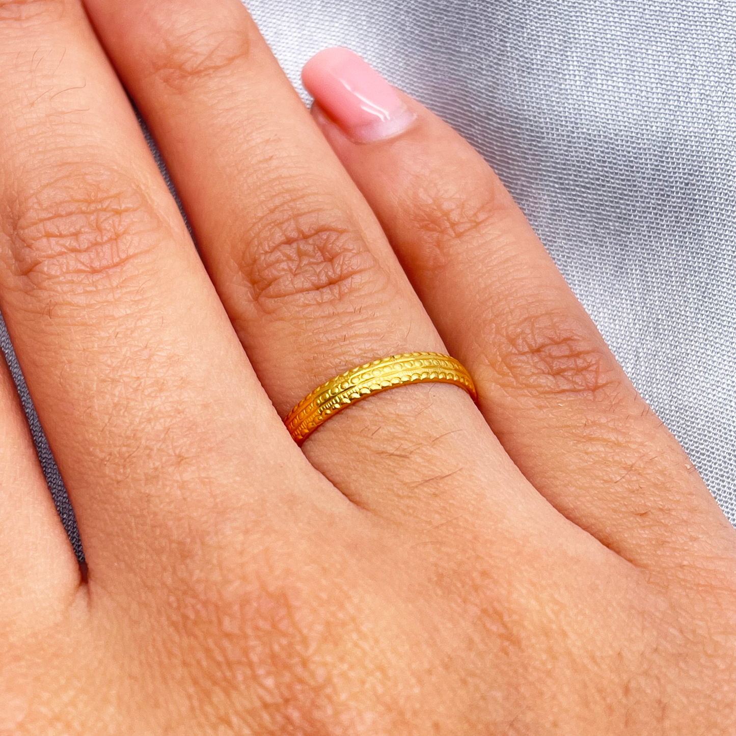 22ct Yellow Gold Plain Diamond Cut Wedding Band