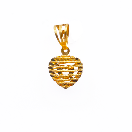 22ct Yellow Gold Diamond Cut Shiny Heart Pendant