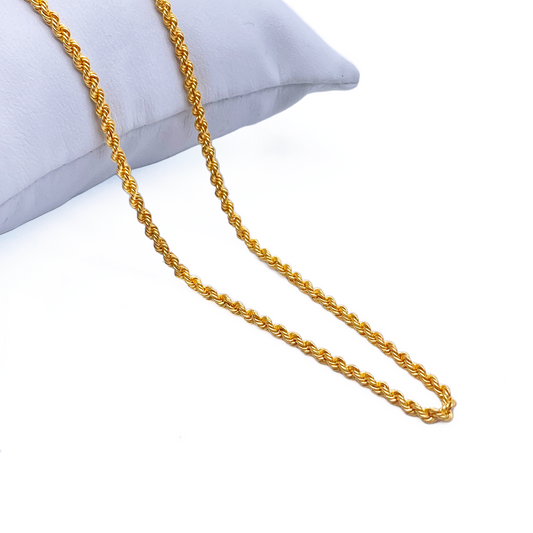 22ct Yellow Gold Solid Twisted Rope Chain Necklace 20''inch