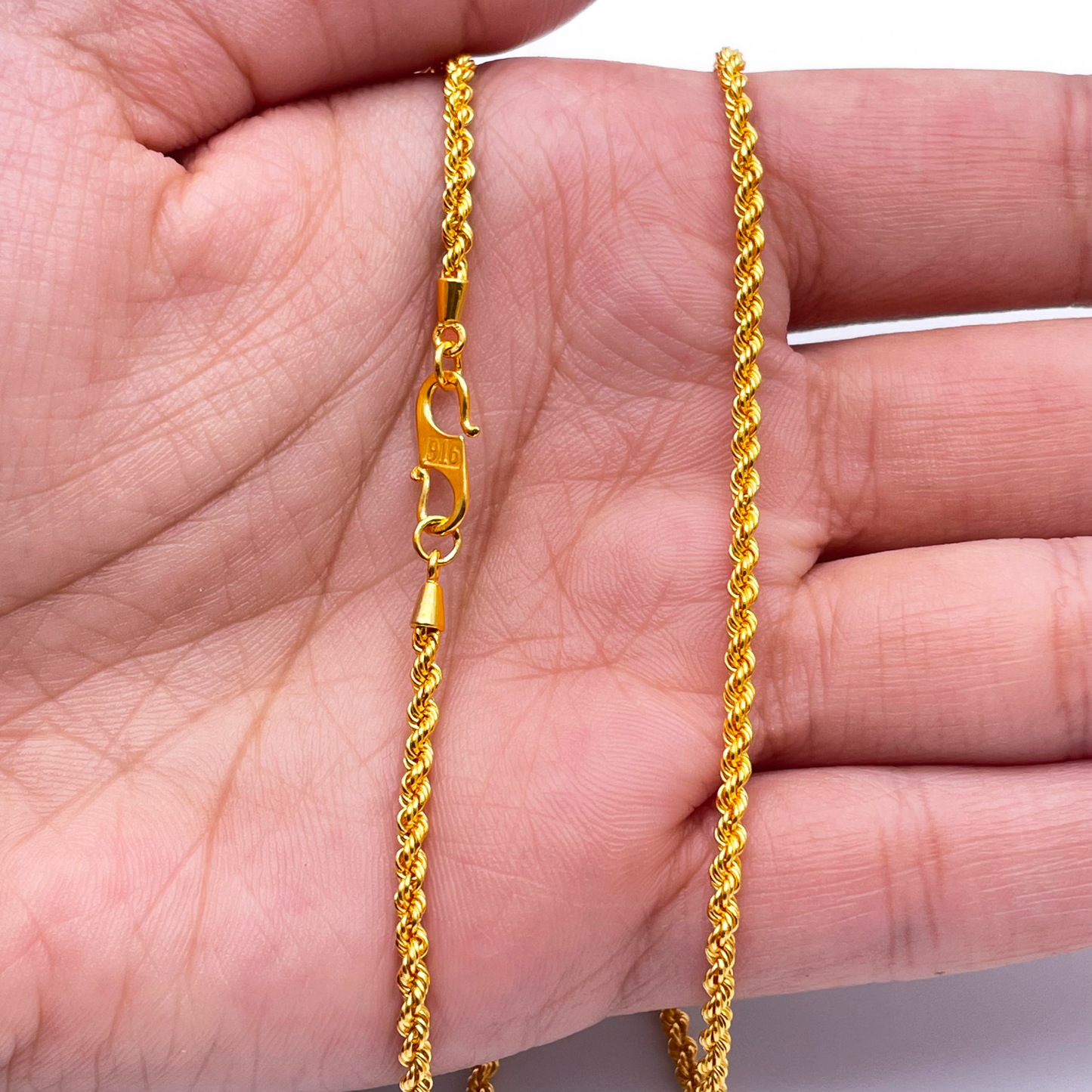 22ct Yellow Gold Solid Twisted Rope Chain Necklace 20''inch