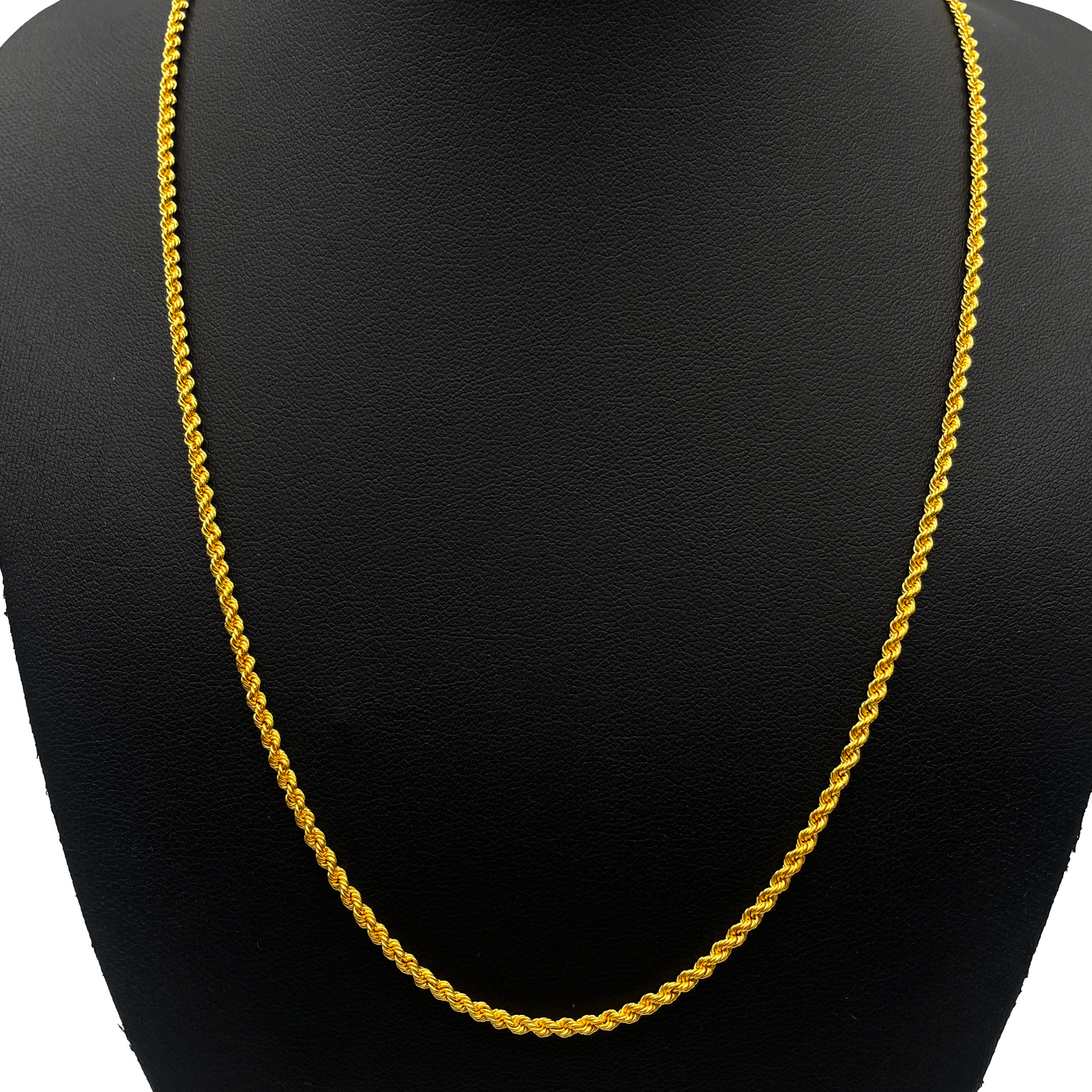 22ct Yellow Gold Solid Twisted Rope Chain Necklace 20''inch