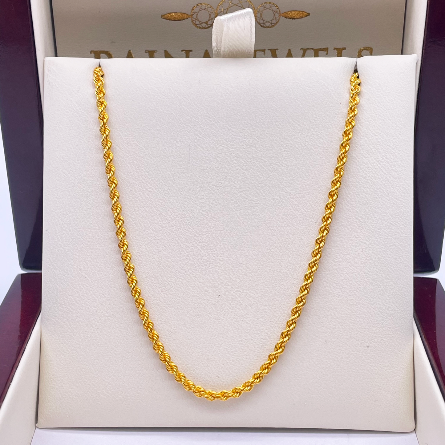 22ct Yellow Gold Solid Twisted Rope Chain Necklace 20''inch