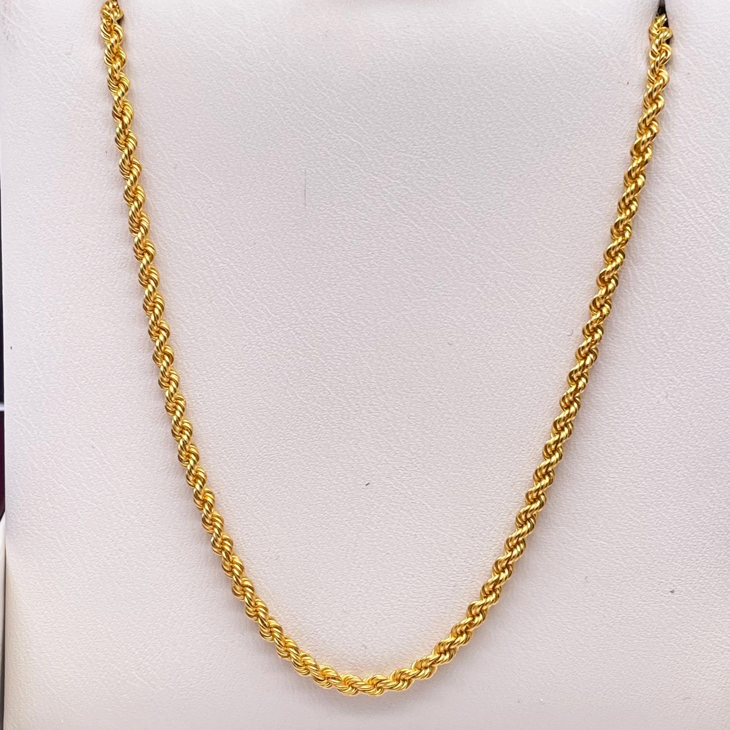 22ct Yellow Gold Solid Twisted Rope Chain Necklace 20''inch