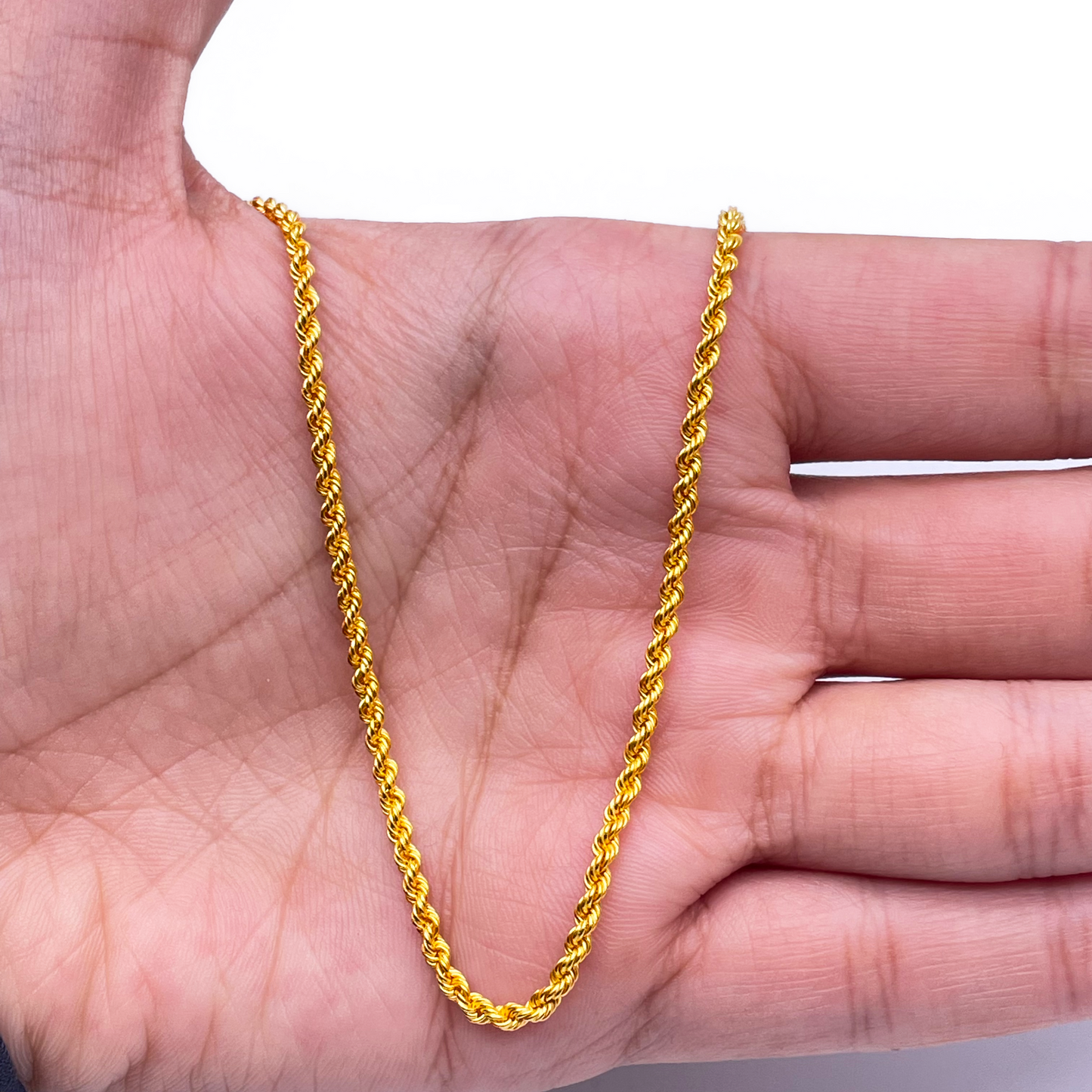 22ct Yellow Gold Solid Twisted Rope Chain Necklace 20''inch