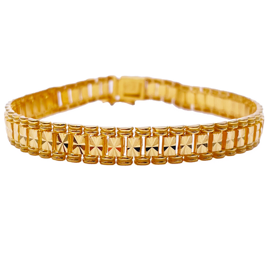 22ct Yellow Gold Diamond Cut Rolex Styled Bracelet 7.2'' inches 7mm width