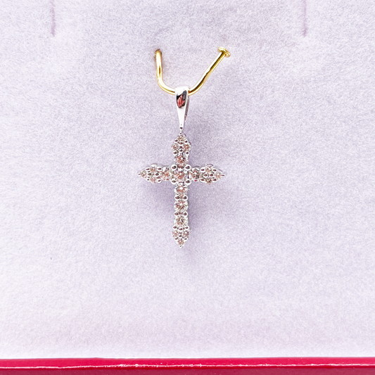 14ct White Gold Shiny Diamond Cross Pendant 0.24ct