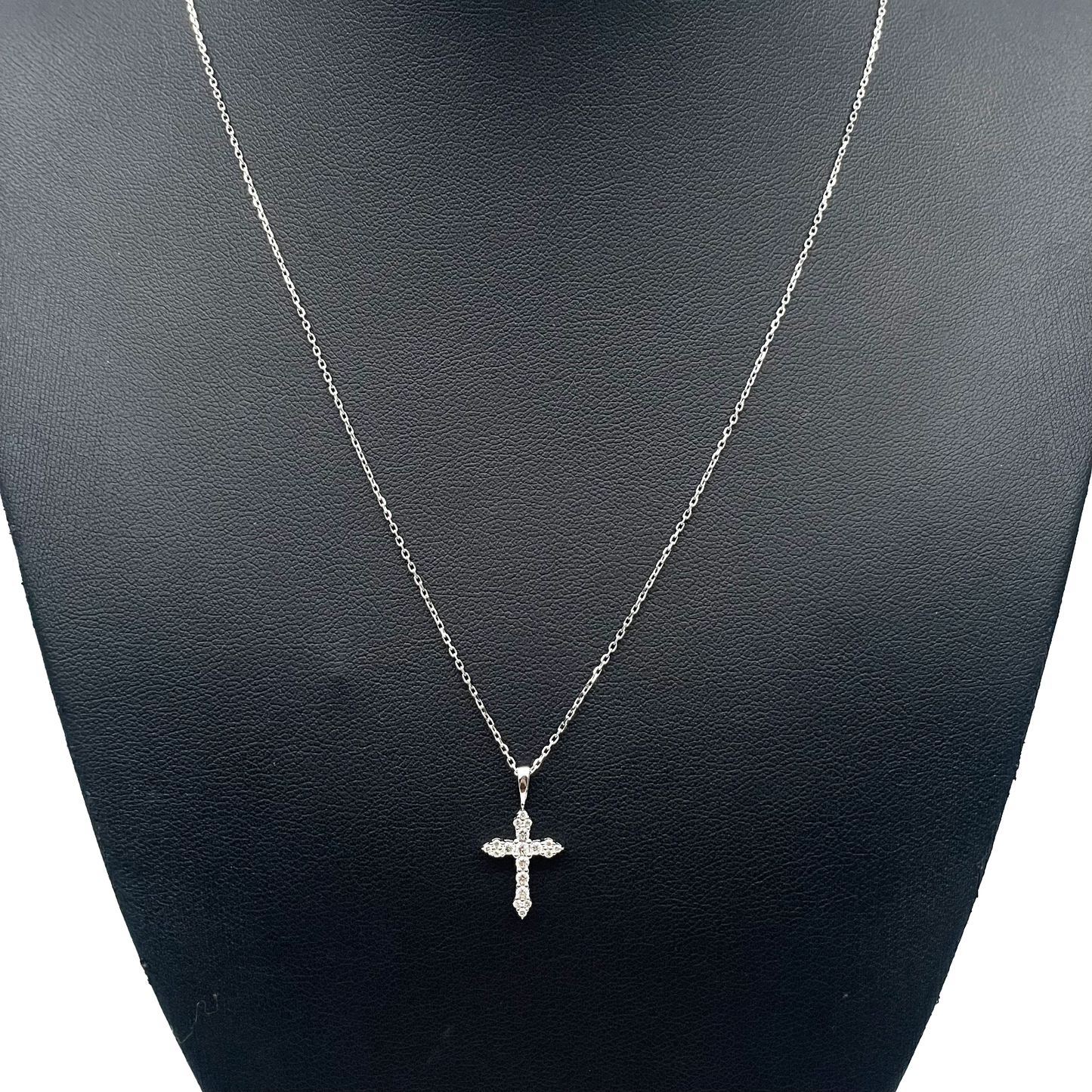 14ct White Gold Shiny Diamond Cross Pendant 0.24ct