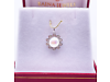 14ct White Gold Freshwater Pearl & Round Diamond Framed Pendant Necklace 0.19ct