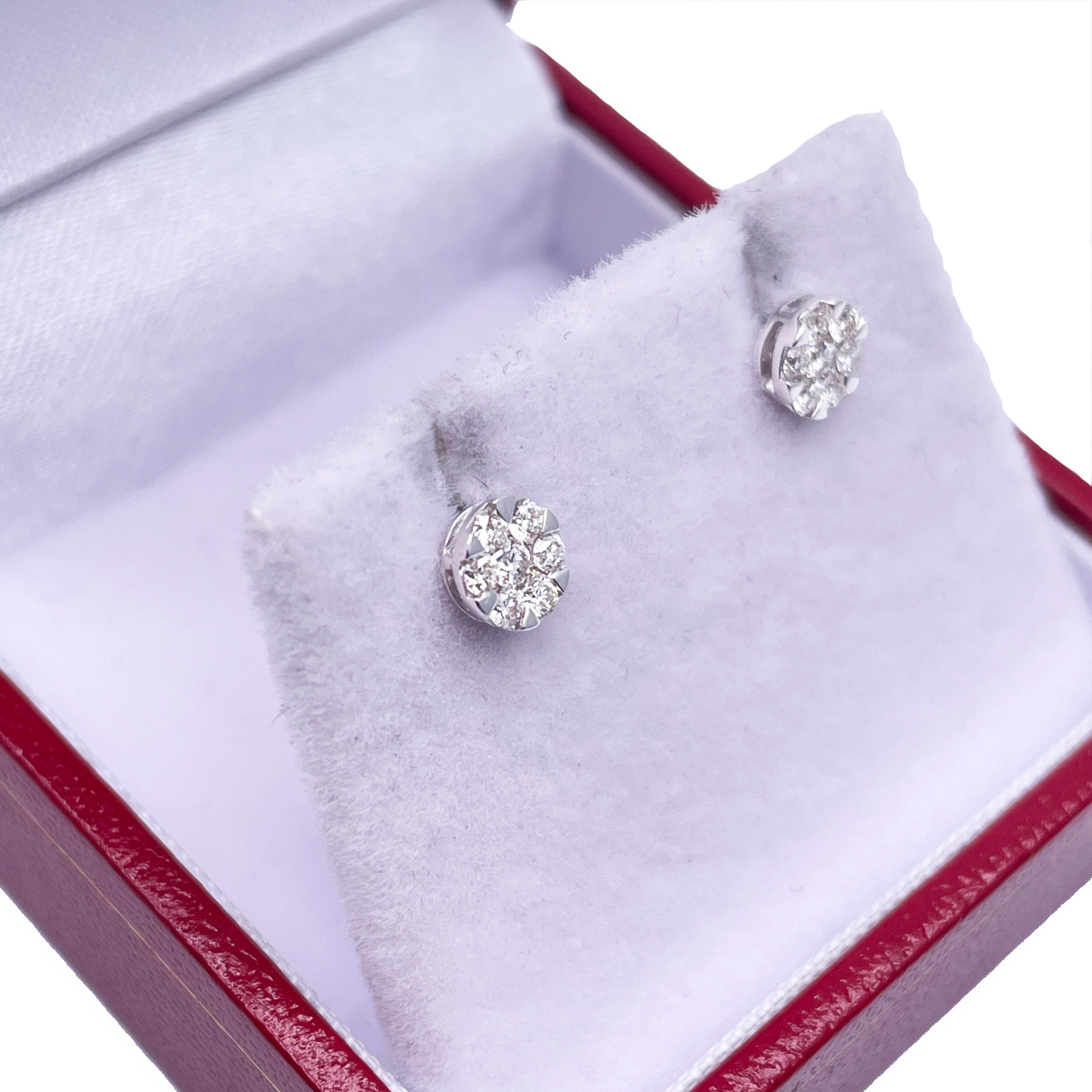 14ct White Gold Diamond Round Cluster Stud Earrings 0.26ct