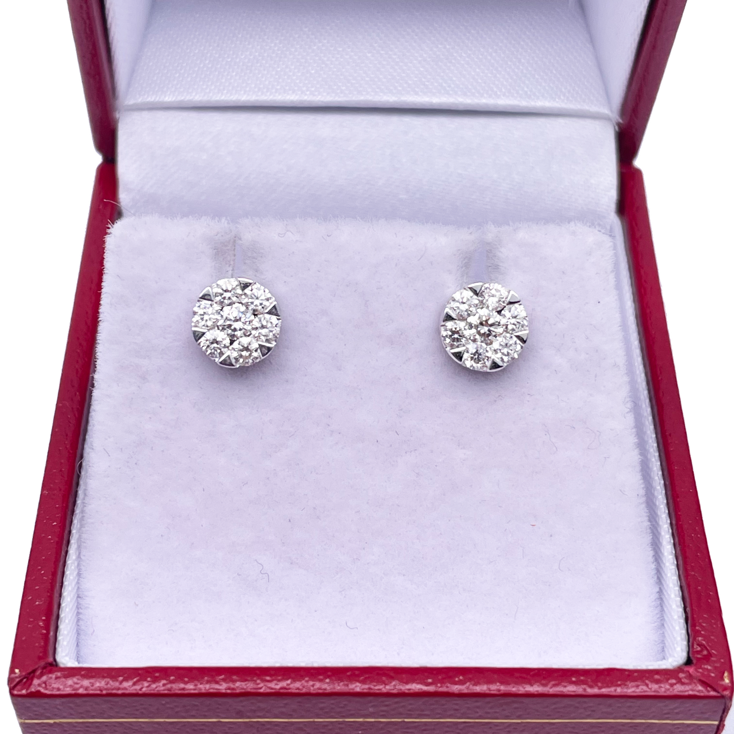 14ct White Gold Diamond Round Cluster Stud Earrings 0.48ct