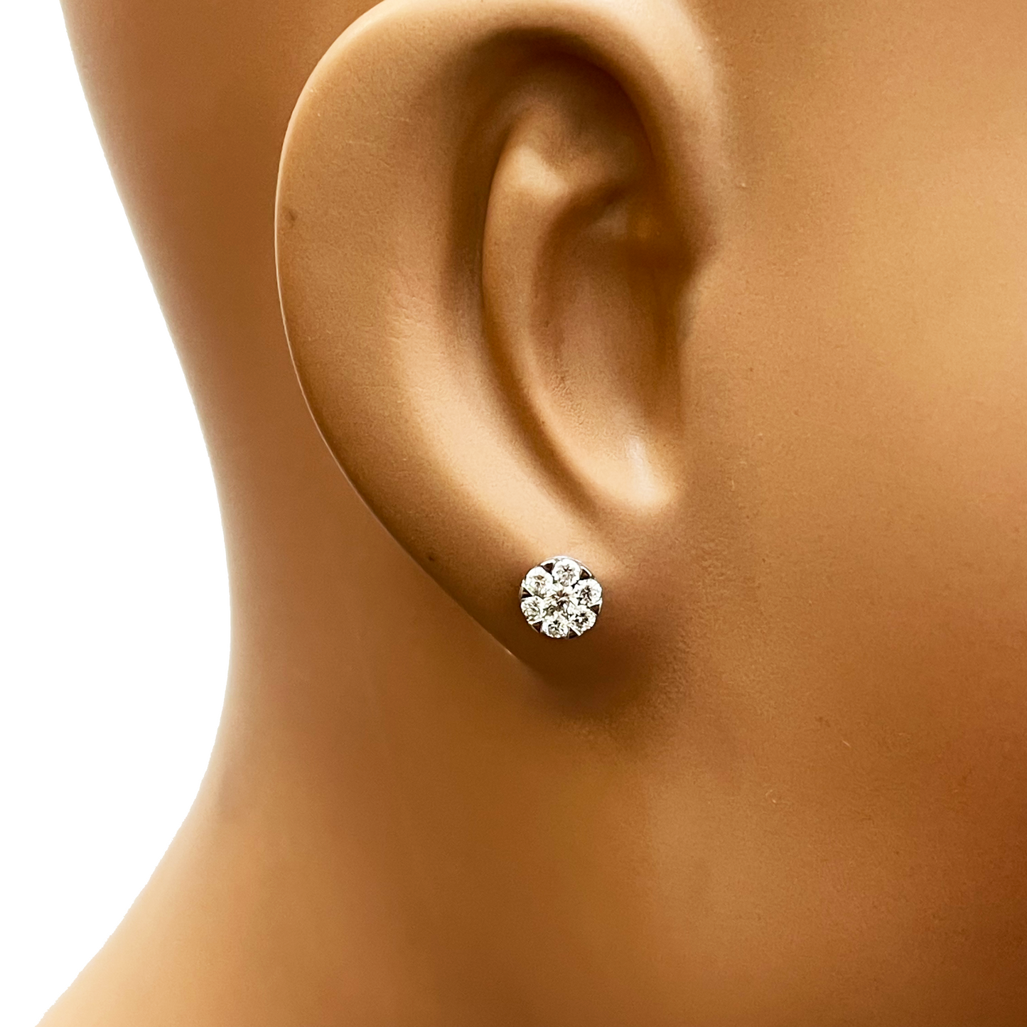 14ct White Gold Diamond Round Cluster Stud Earrings 0.48ct