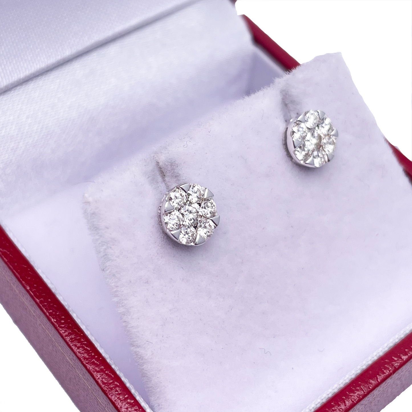 14ct White Gold Diamond Round Cluster Stud Earrings 0.48ct