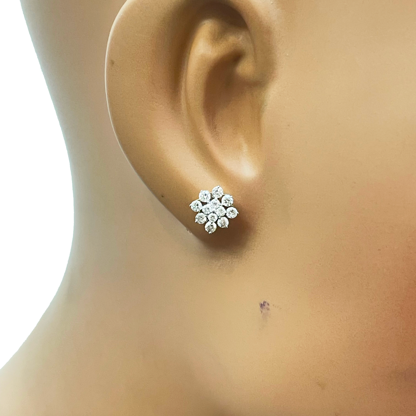 18ct Yellow Gold Diamond Snowflake Cluster Stud Earring 0.80ct