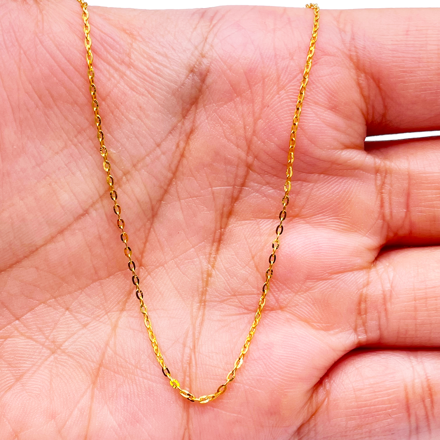 22ct Yellow Gold Cable Link Thin Chain 18''inches