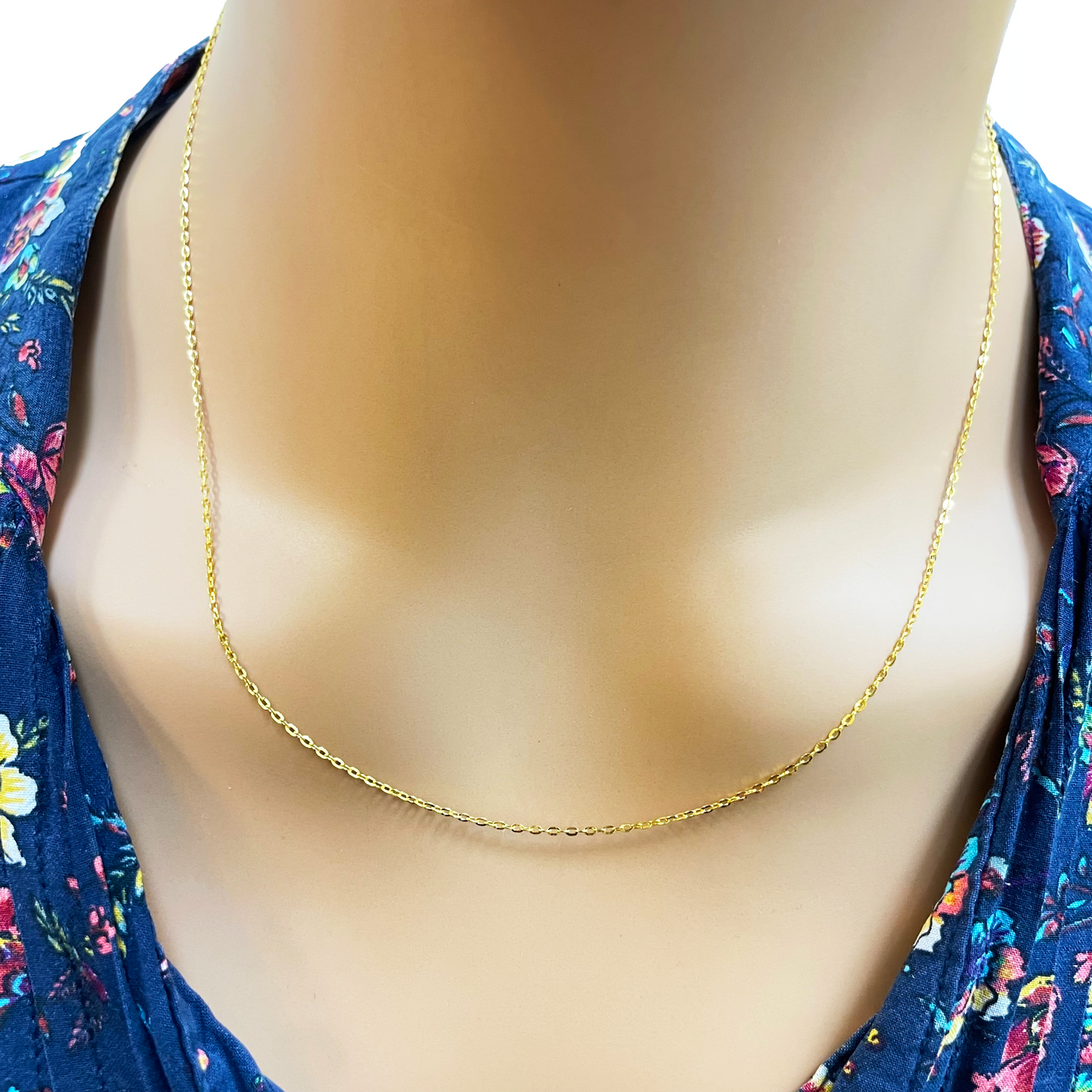 22ct Yellow Gold Cable Link Thin Chain 18''inches