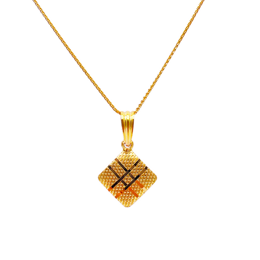 22ct Yellow Gold Diamond Cut Shiny Kite Pendant & Necklace 16''inches