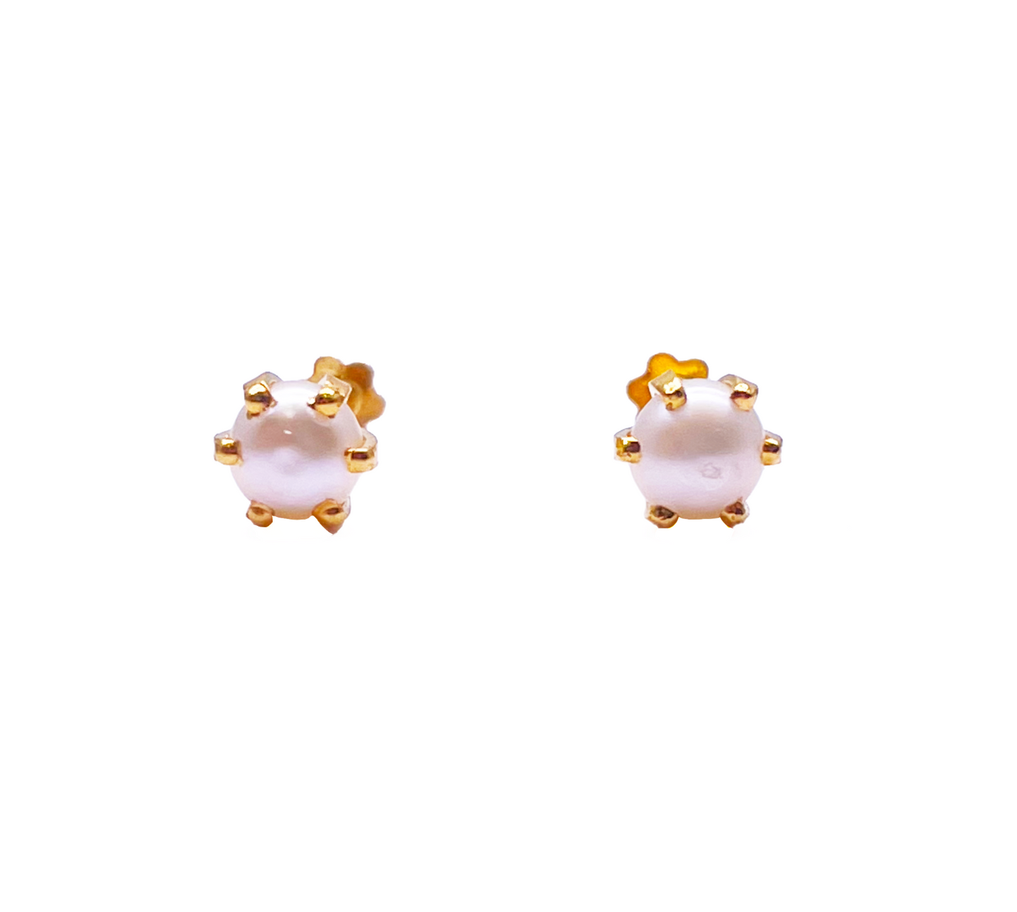 22ct Yellow Gold Children's Freshwater Pearl Claw Stud Earrings 4.3mm