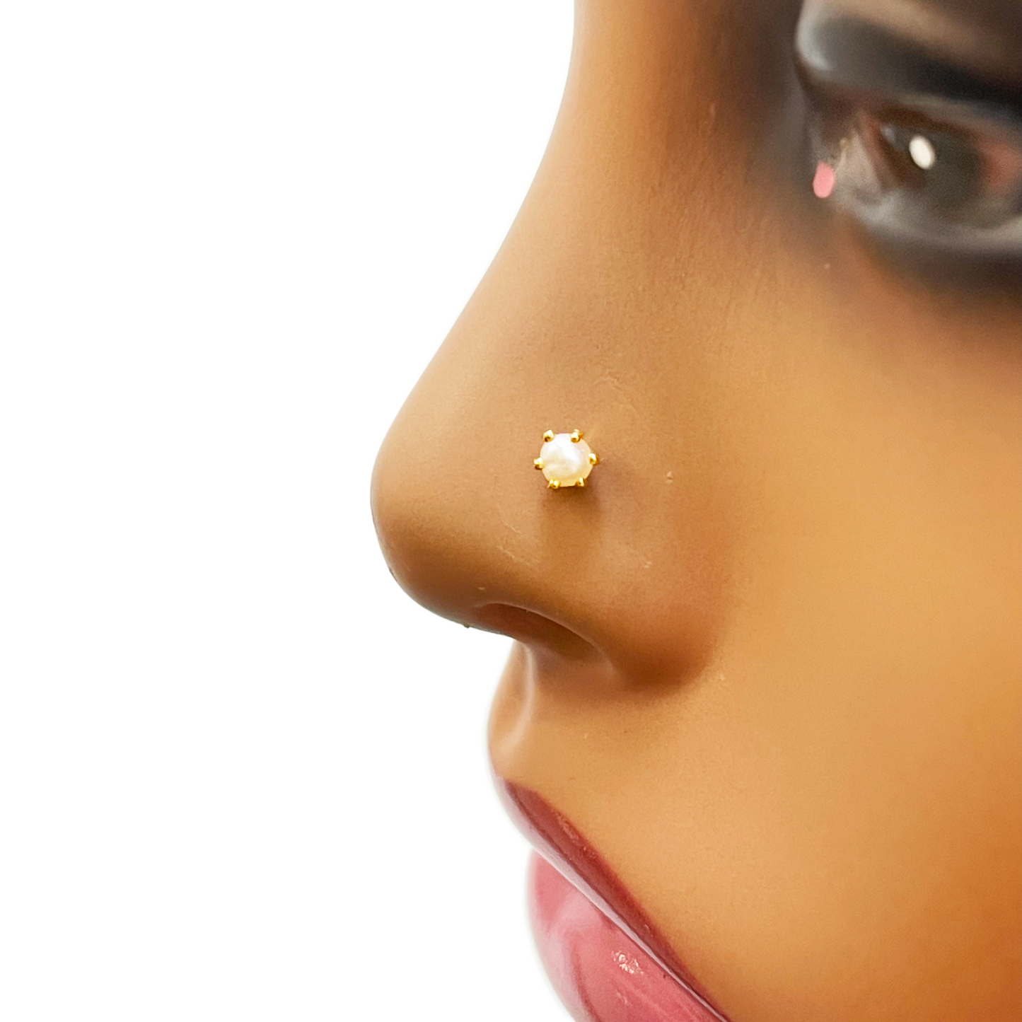 22ct Yellow Gold Freshwater Pearl Claw Single Nose Stud 4.1mm