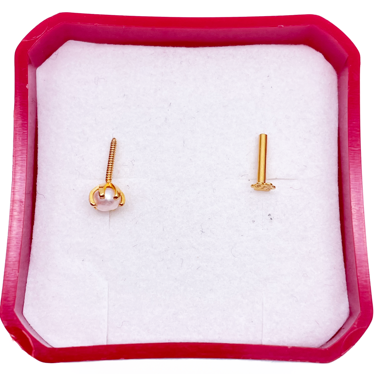 22ct Yellow Gold Freshwater Pearl Claw Single Nose Stud 4.1mm