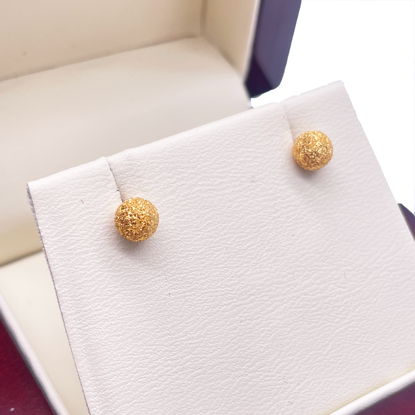 22ct Yellow Gold Sparkly Round Glitter Ball Stud Earrings