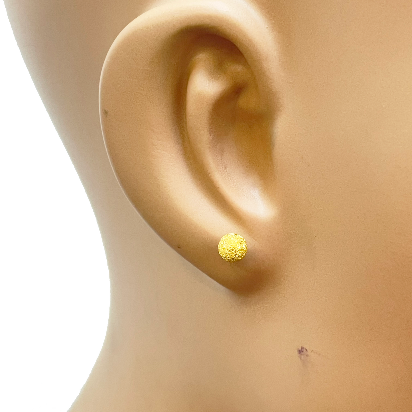 22ct Yellow Gold Sparkly Round Glitter Ball Stud Earrings