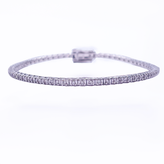 14ct White Gold Natural Diamond Tennis Bracelet 4claw 1.00ct 7''inches