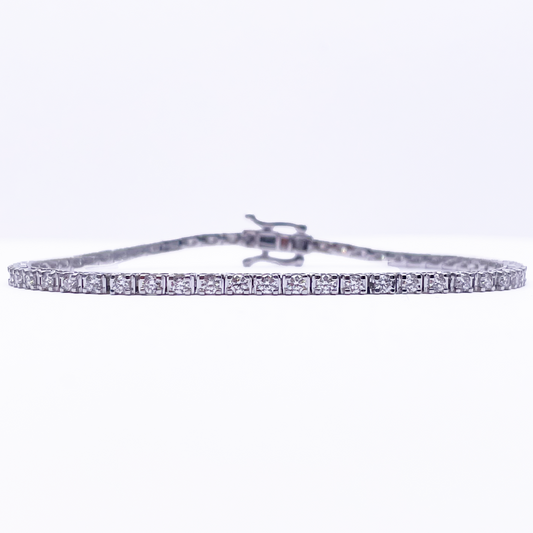 14ct White Gold Natural Diamond Tennis Bracelet 4 claw 2.00ct 7''inches