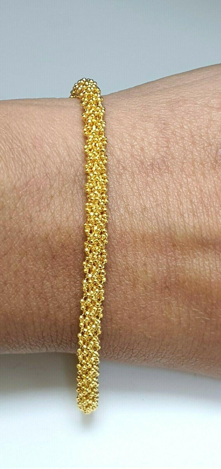 22ct Yellow Gold Ladies Fancy Diamond cut Bracelet 7.5 inches