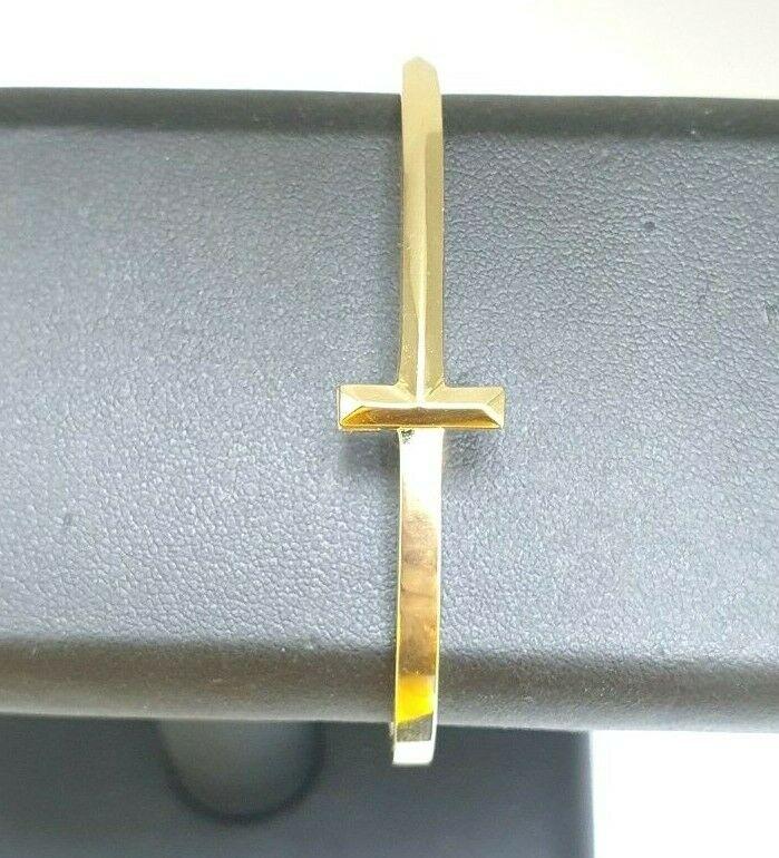 18Carat Yellow Gold T Square Hinged Bangle 21 Grams