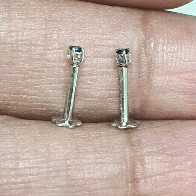 18ct White Gold Blue Sapphire Children's Earrings 0.04cts child friendly safe & secure