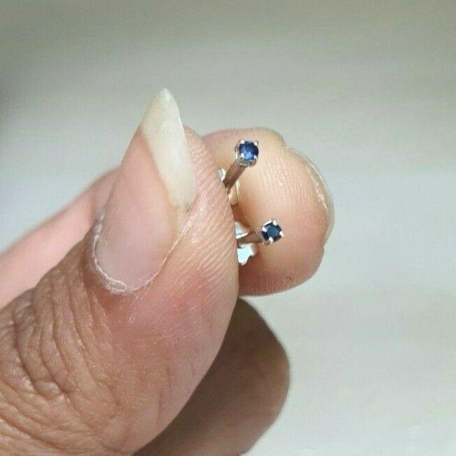 18ct White Gold Blue Sapphire Children's Earrings 0.04cts child friendly safe & secure