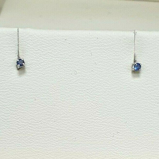 18ct White Gold Blue Sapphire Children's Earrings 0.04cts child friendly safe & secure