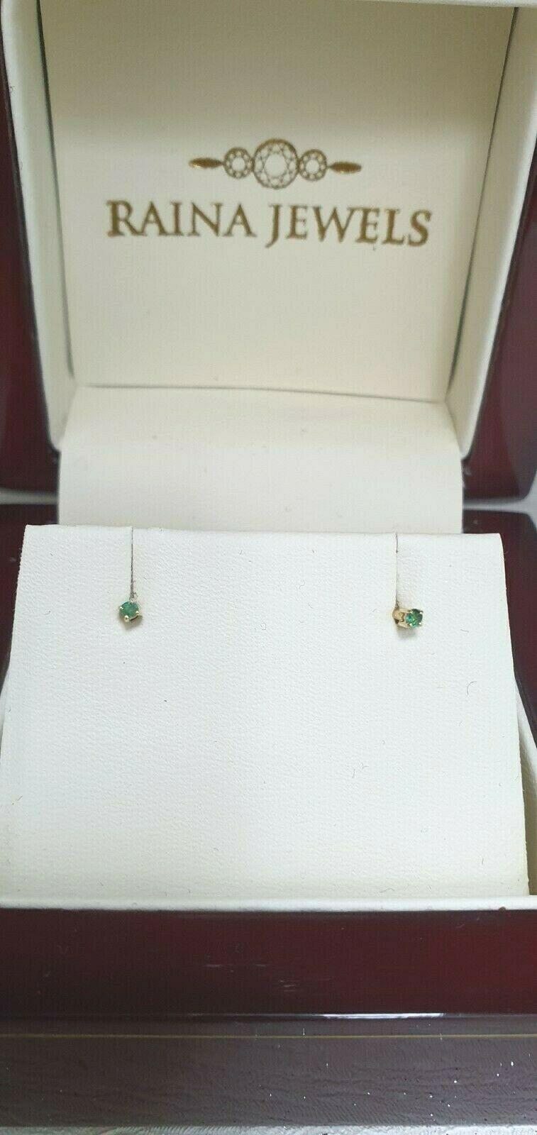 18ct Yellow Gold Emerald Children's Earrings 0.04cts child friendly safe & secure