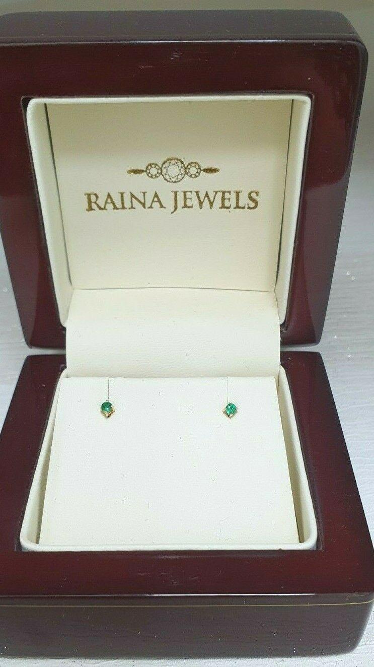 18ct Yellow Gold Emerald Children's Earrings 0.04cts child friendly safe & secure