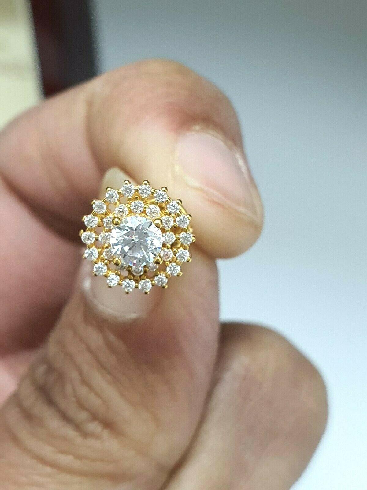 22ct Yellow Gold Round Cluster Cubic Zirconia Stud Earrings