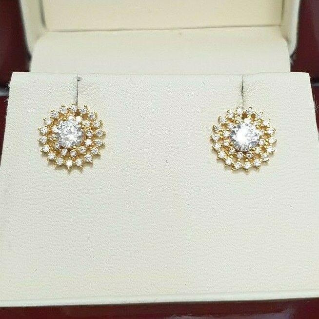 22ct Yellow Gold Round Cluster Cubic Zirconia Stud Earrings