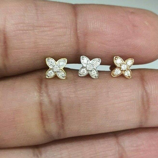 Round Diamond Nose Stud / Nose Pin 18ct Yellow / White/ Rose Gold 0.07 cts