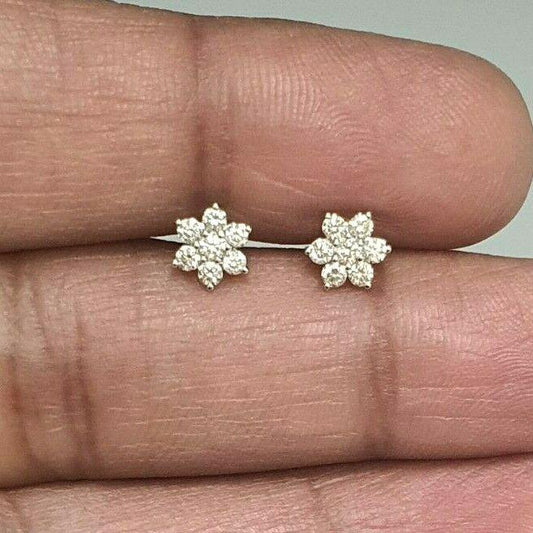 18ct White Gold Diamond Daisy Cluster Stud Earrings 0.20cts Child friendly safe & secure