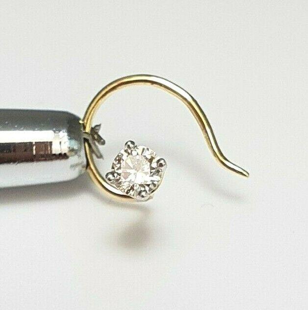 Diamond Nose Stud / Nose Pin 18ct Yellow Gold 0.10 Carats 4-Claw Wire 3mm