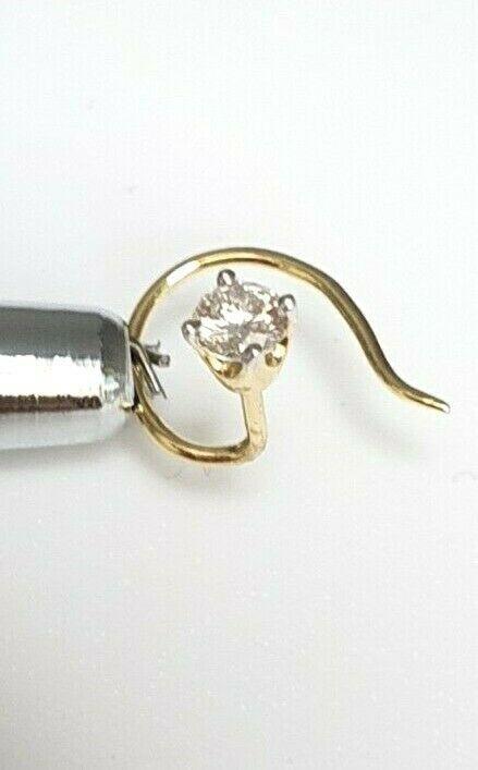 Diamond Nose Stud / Nose Pin 18ct Yellow Gold 0.10 Carats 4-Claw Wire 3mm