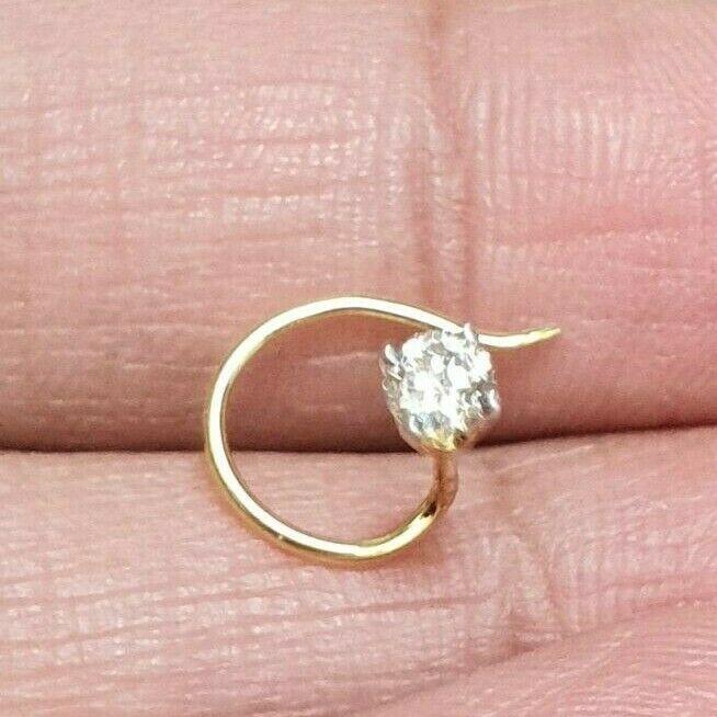 Diamond Nose Stud / Nose Pin 18ct Yellow Gold 0.10 Carats 4-Claw Wire 3mm