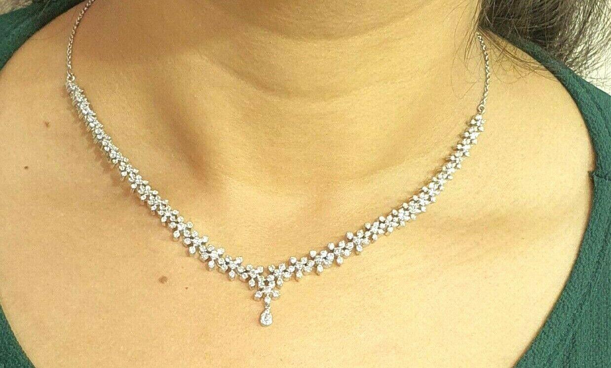 18Carat White Gold Diamond Necklace & Earrings 4.63cts