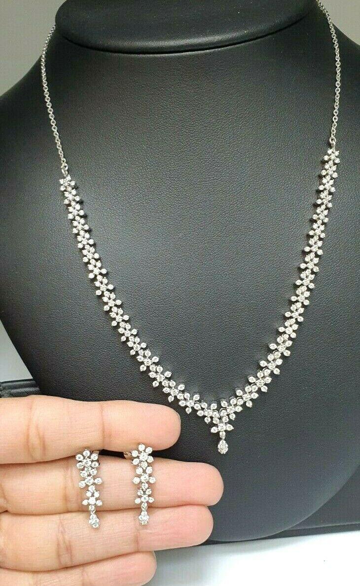 18Carat White Gold Diamond Necklace & Earrings 4.63cts