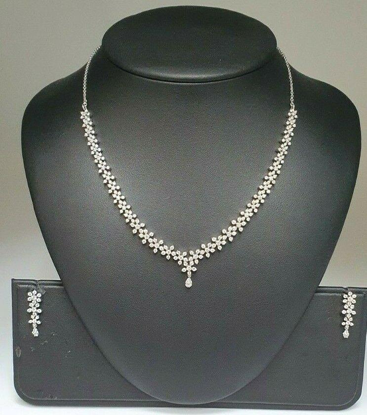 18Carat White Gold Diamond Necklace & Earrings 4.63cts