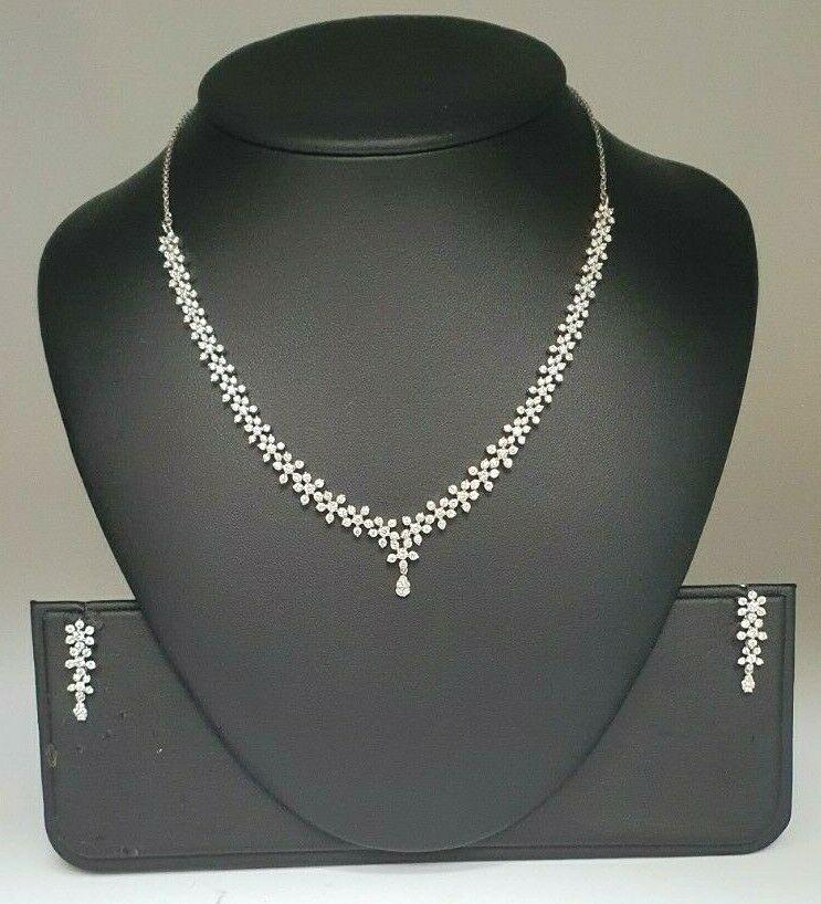 18Carat White Gold Diamond Necklace & Earrings 4.63cts