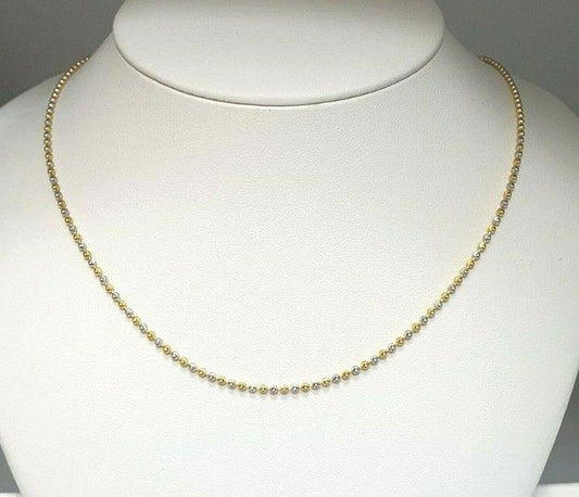 22ct Yellow Gold Bi-Colour Ladies Ball Chain Necklace 18'' inches