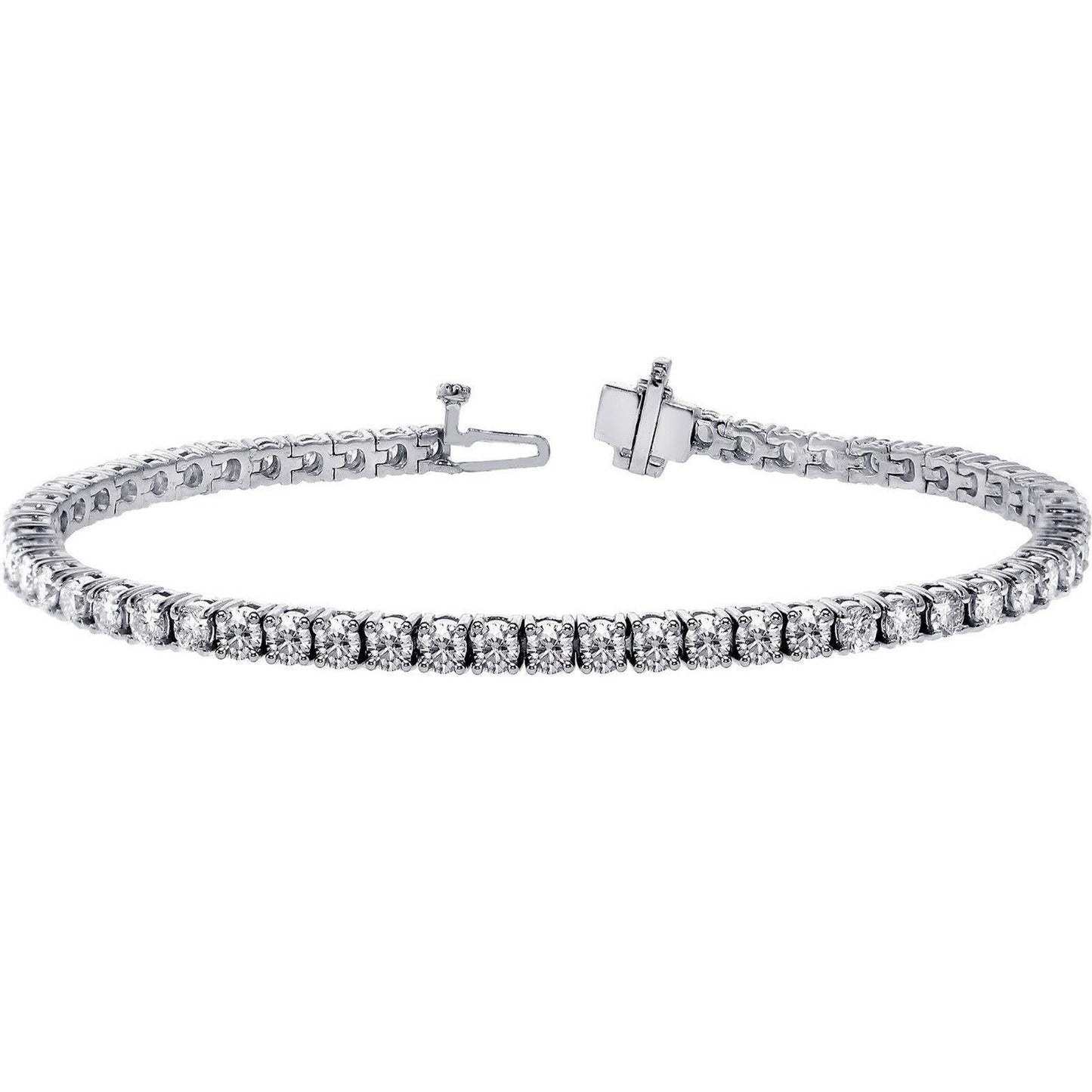 14ct White Gold Diamond Tennis Bracelet 4-Claw 5.30cts