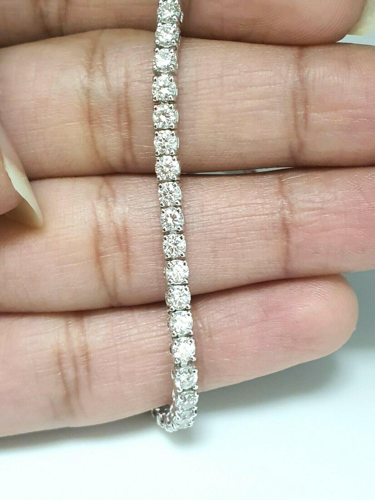 14ct White Gold Diamond Tennis Bracelet 4-Claw 5.30cts